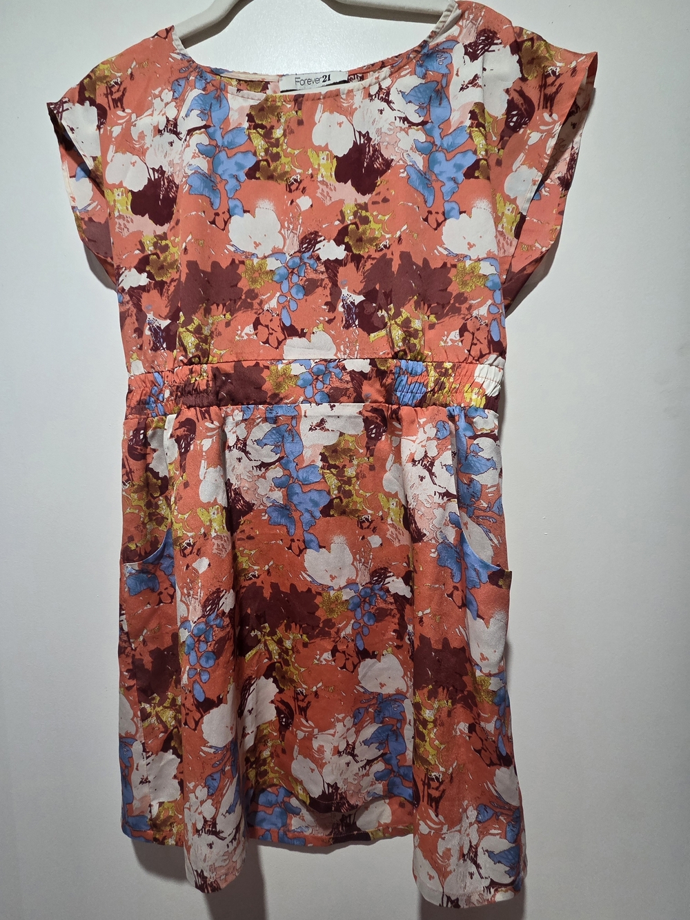Forever 21 Coral Floral Fit-and-Flare Dress